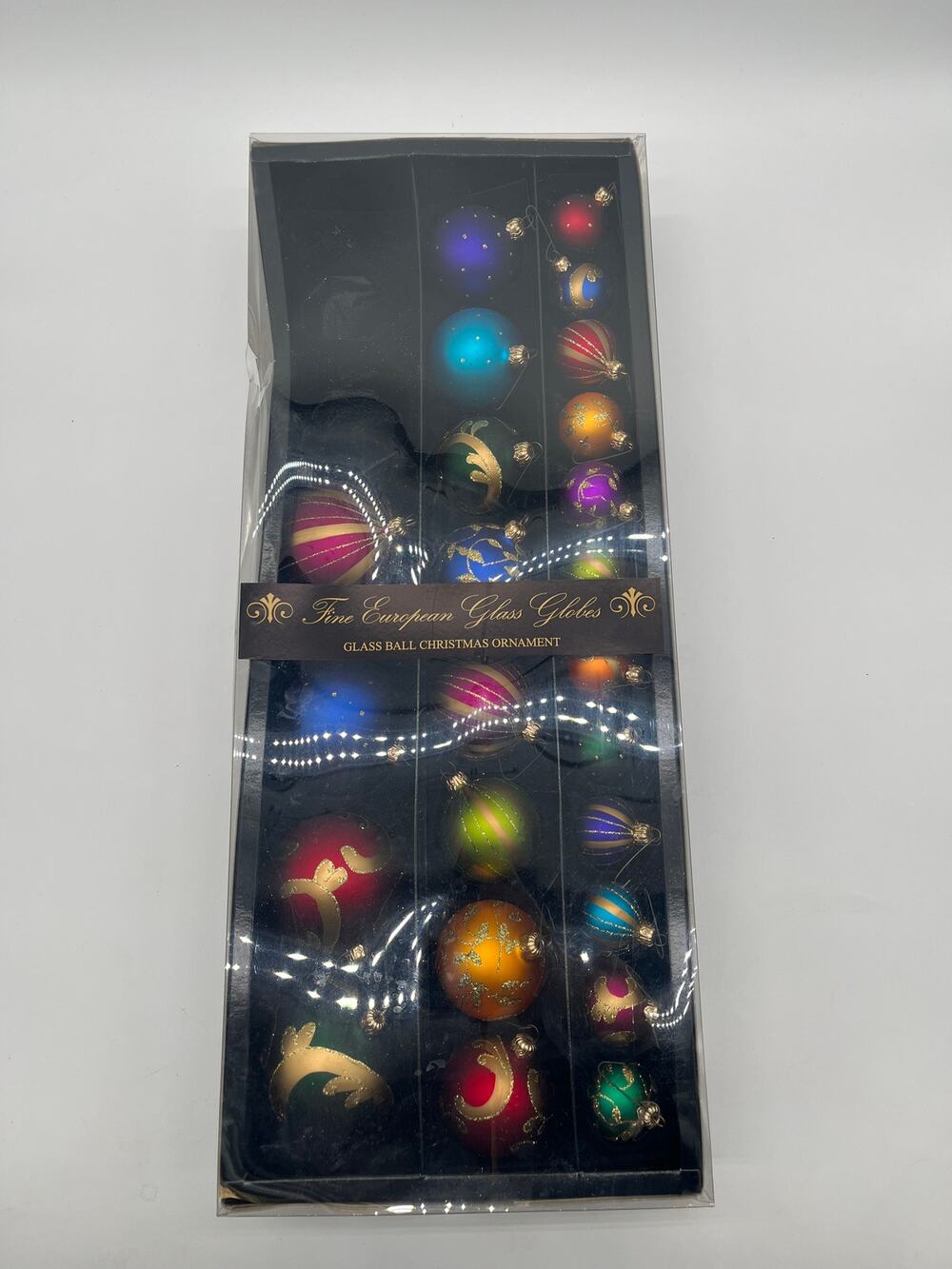 Fine European Glass Globes Christmas Decorative Glitter Ball Ornaments Set
